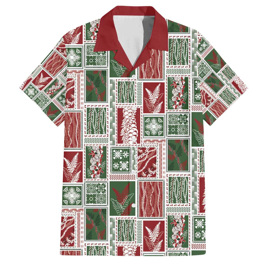 Mele Kalikimaka Hawaiian Quilt and Lei Patchwork Family Matching Off Shoulder Short Dress and Hawaiian Shirt - Polynesian Pride