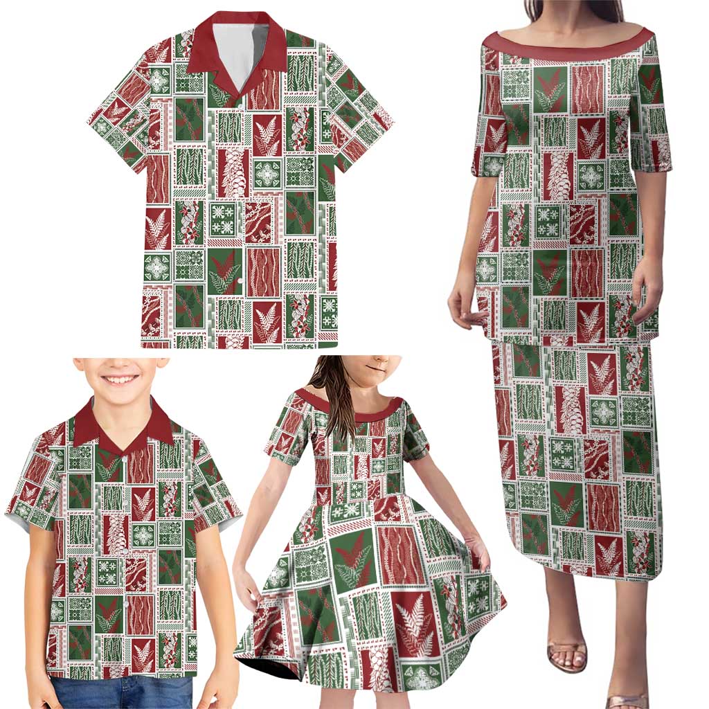 Mele Kalikimaka Hawaiian Quilt and Lei Patchwork Family Matching Puletasi and Hawaiian Shirt - Polynesian Pride