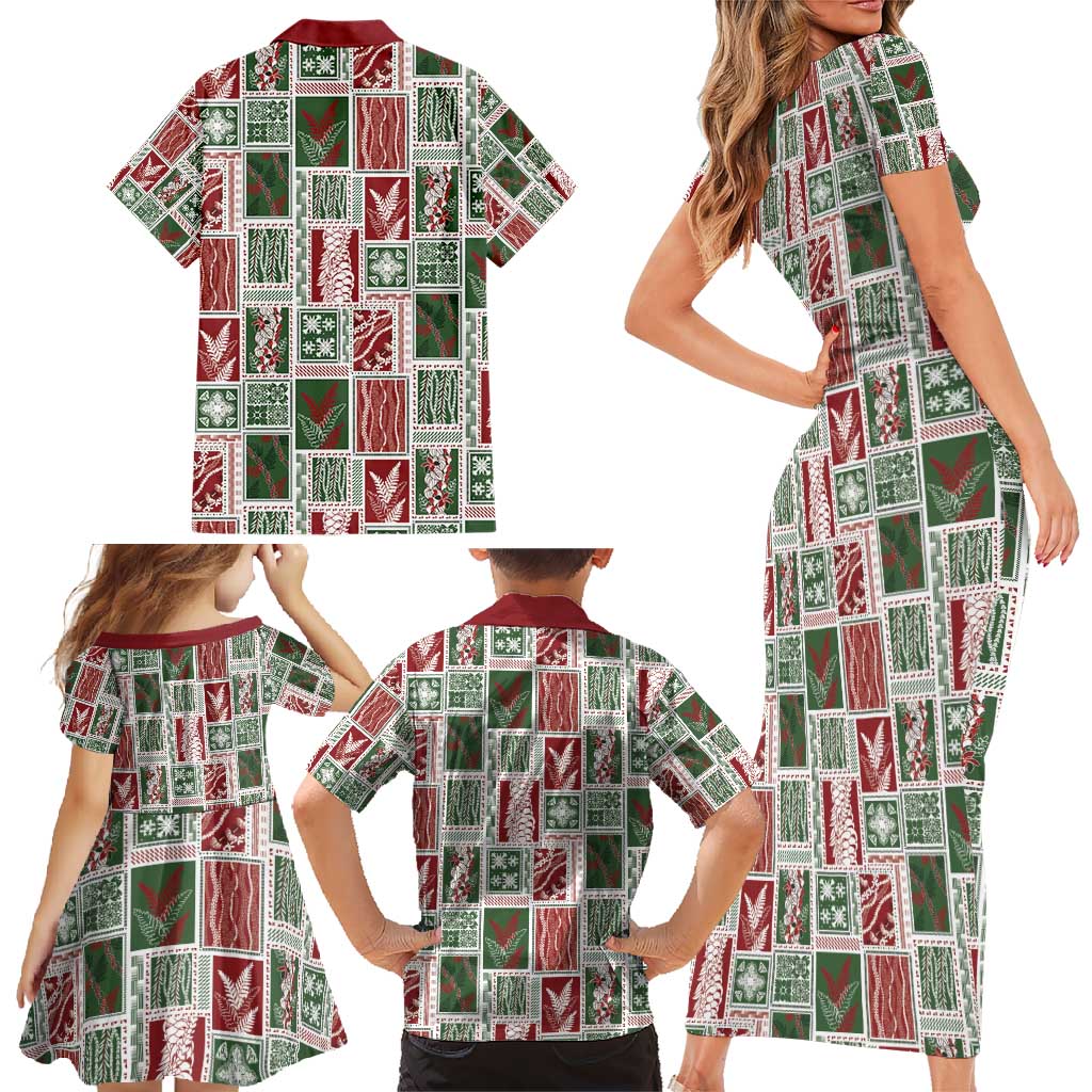 Mele Kalikimaka Hawaiian Quilt and Lei Patchwork Family Matching Short Sleeve Bodycon Dress and Hawaiian Shirt - Polynesian Pride