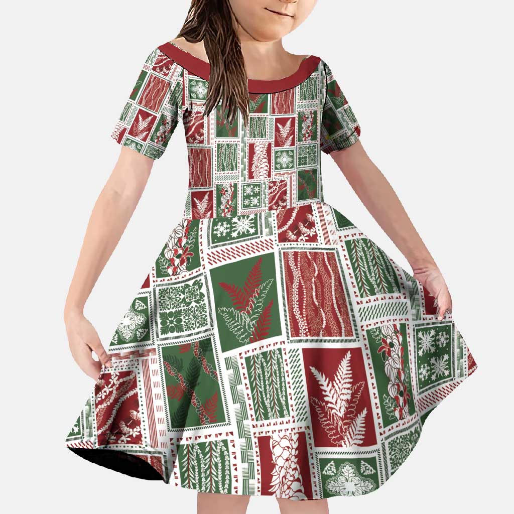 Mele Kalikimaka Hawaiian Quilt and Lei Patchwork Family Matching Summer Maxi Dress and Hawaiian Shirt - Polynesian Pride