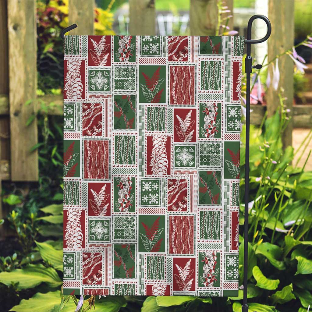 Mele Kalikimaka Hawaiian Quilt and Lei Patchwork Garden Flag - Polynesian Pride