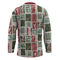 Mele Kalikimaka Hawaiian Quilt and Lei Patchwork Hockey Jersey - Polynesian Pride