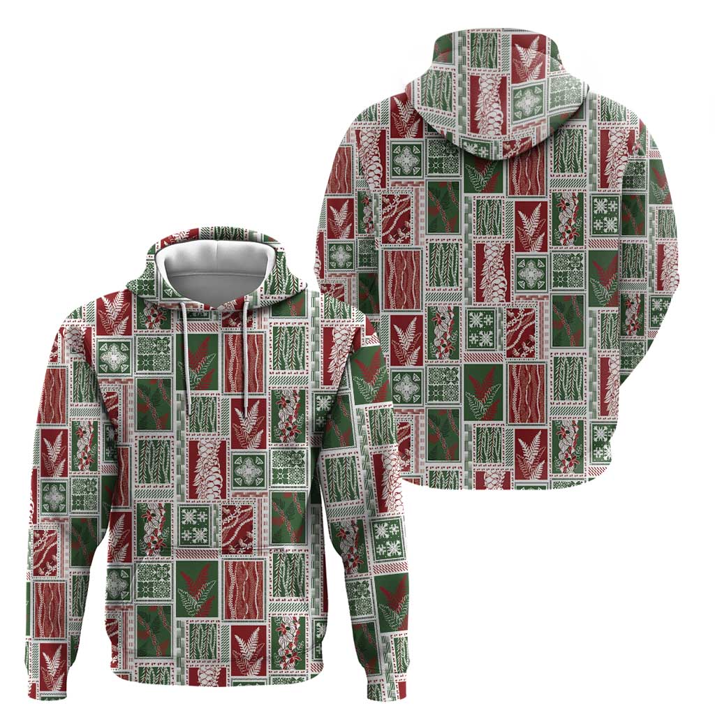 Mele Kalikimaka Hawaiian Quilt and Lei Patchwork Hoodie - Polynesian Pride
