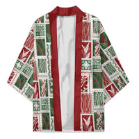 Mele Kalikimaka Hawaiian Quilt and Lei Patchwork Kimono - Polynesian Pride