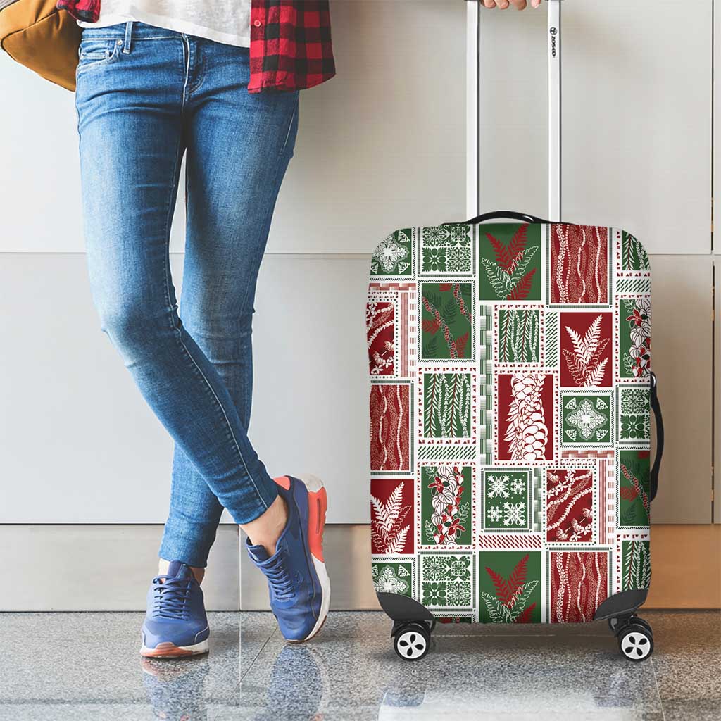 Mele Kalikimaka Hawaiian Quilt and Lei Patchwork Luggage Cover - Polynesian Pride