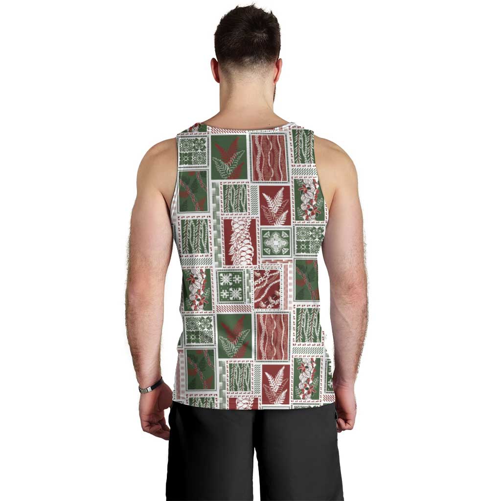Mele Kalikimaka Hawaiian Quilt and Lei Patchwork Men Tank Top - Polynesian Pride