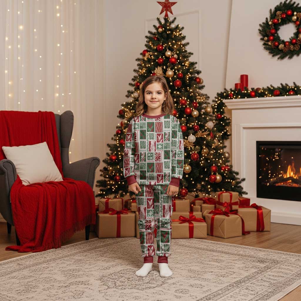 Mele Kalikimaka Hawaiian Quilt and Lei Patchwork Christmas Pajama Set - Polynesian Pride