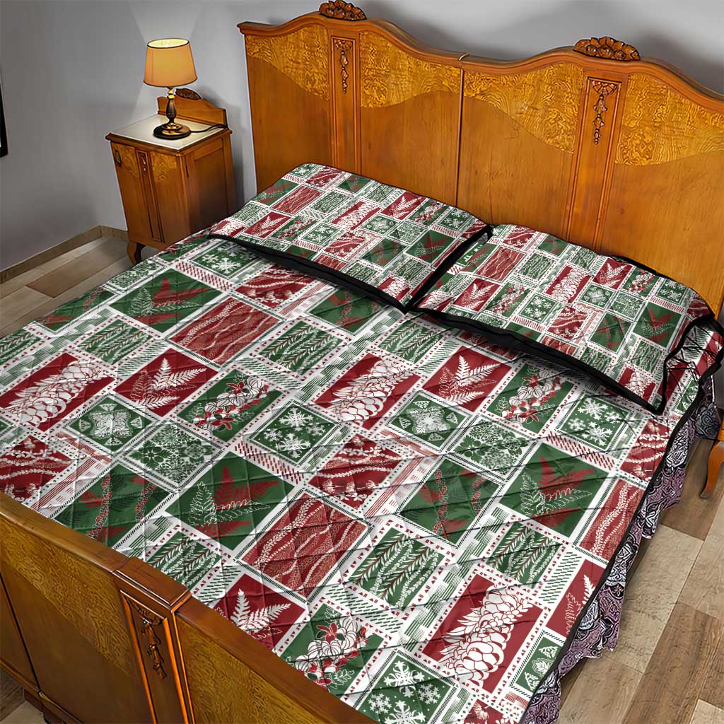 Mele Kalikimaka Hawaiian Quilt and Lei Patchwork Quilt Bed Set - Polynesian Pride