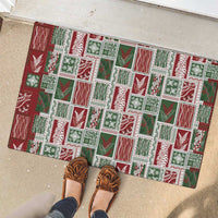 Mele Kalikimaka Hawaiian Quilt and Lei Patchwork Rubber Doormat - Polynesian Pride