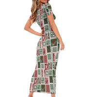 Mele Kalikimaka Hawaiian Quilt and Lei Patchwork Short Sleeve Bodycon Dress - Polynesian Pride