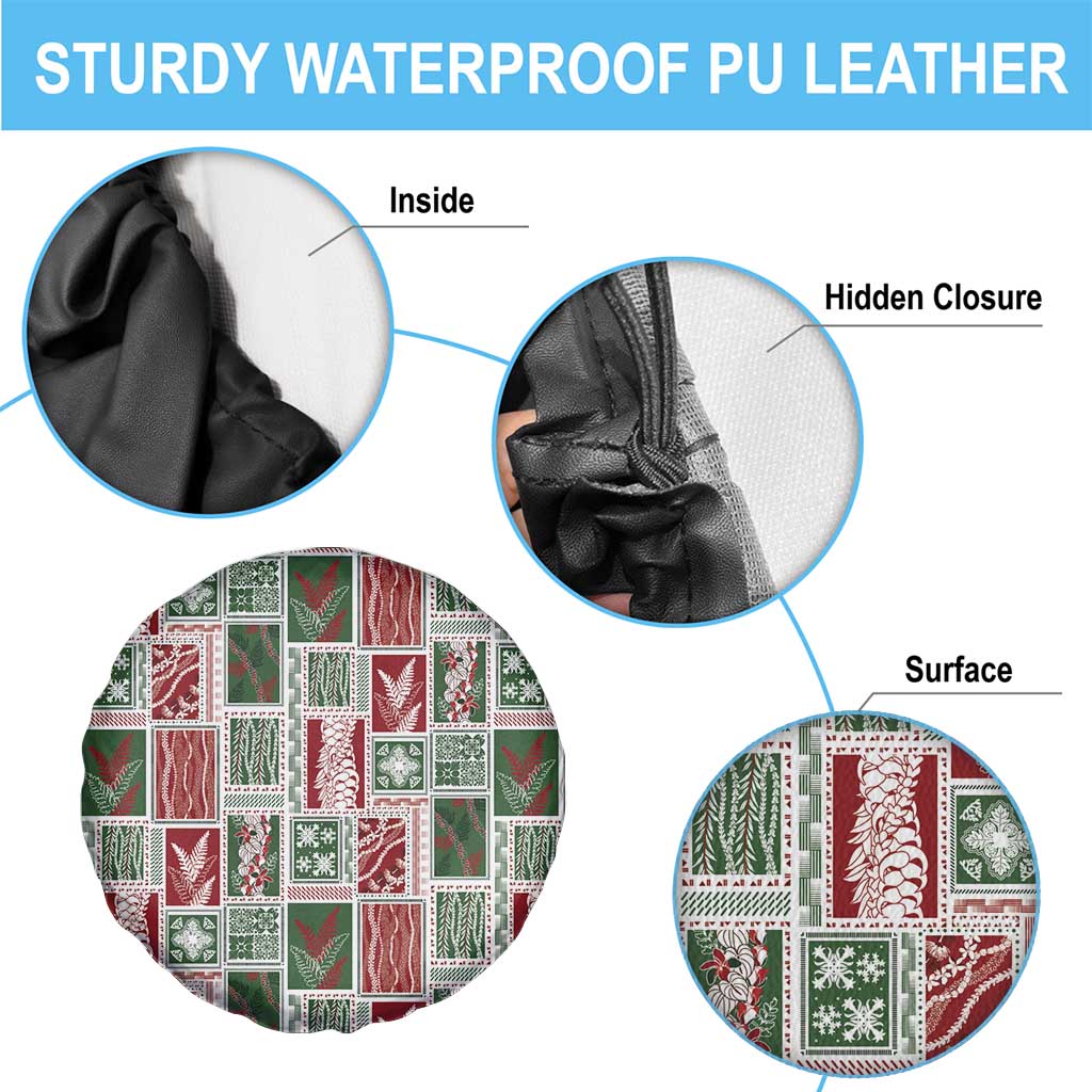 Mele Kalikimaka Hawaiian Quilt and Lei Patchwork Spare Tire Cover - Polynesian Pride