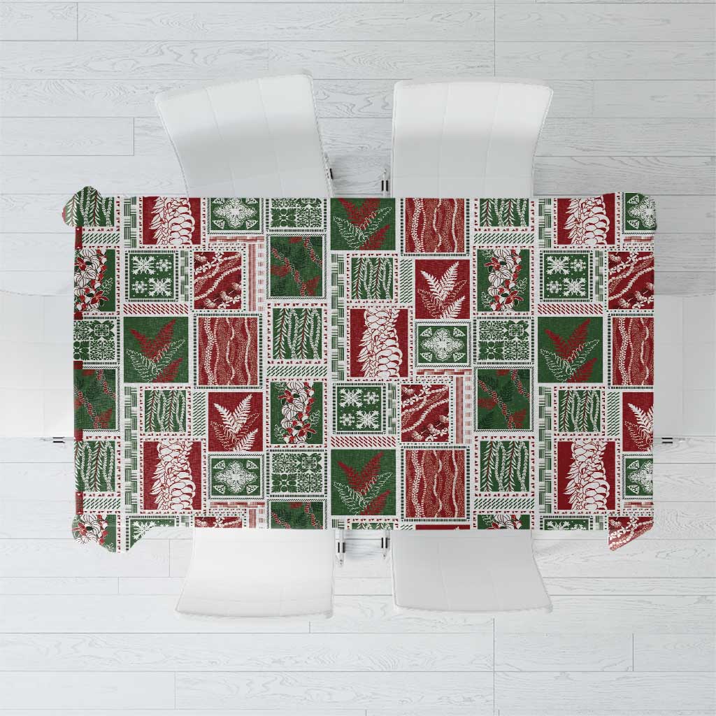 Mele Kalikimaka Hawaiian Quilt and Lei Patchwork Tablecloth - Polynesian Pride