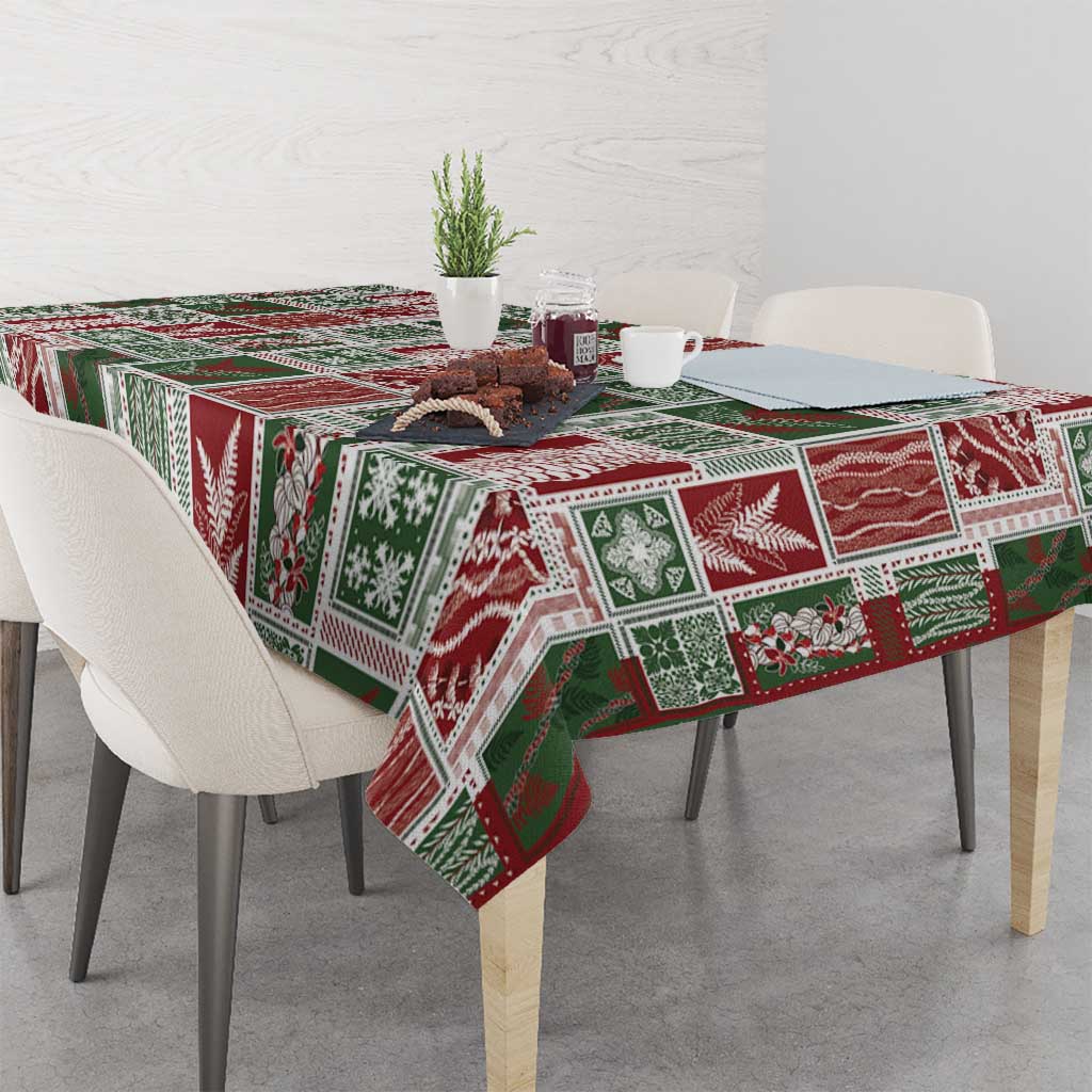 Mele Kalikimaka Hawaiian Quilt and Lei Patchwork Tablecloth - Polynesian Pride