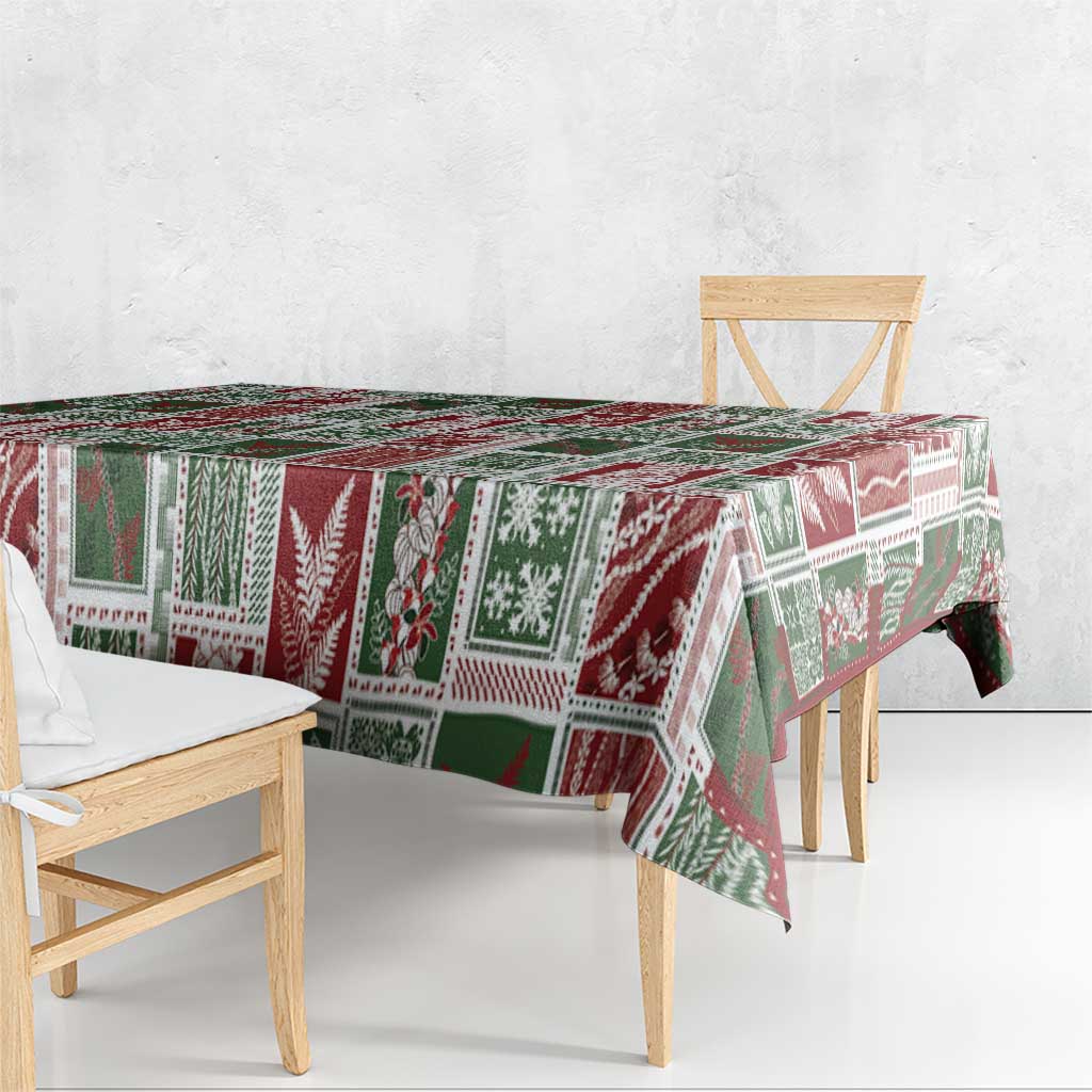 Mele Kalikimaka Hawaiian Quilt and Lei Patchwork Tablecloth - Polynesian Pride