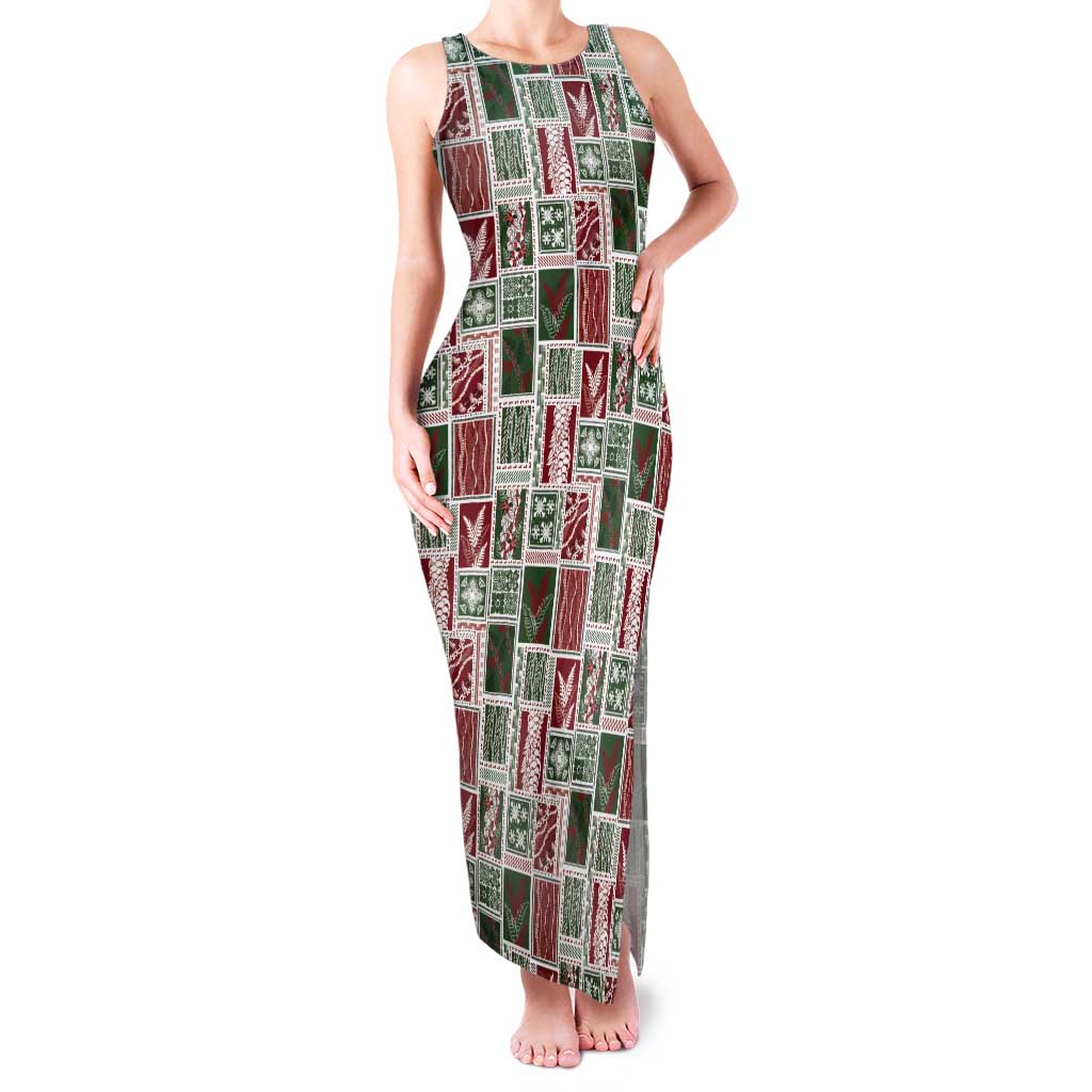 Mele Kalikimaka Hawaiian Quilt and Lei Patchwork Tank Maxi Dress - Polynesian Pride