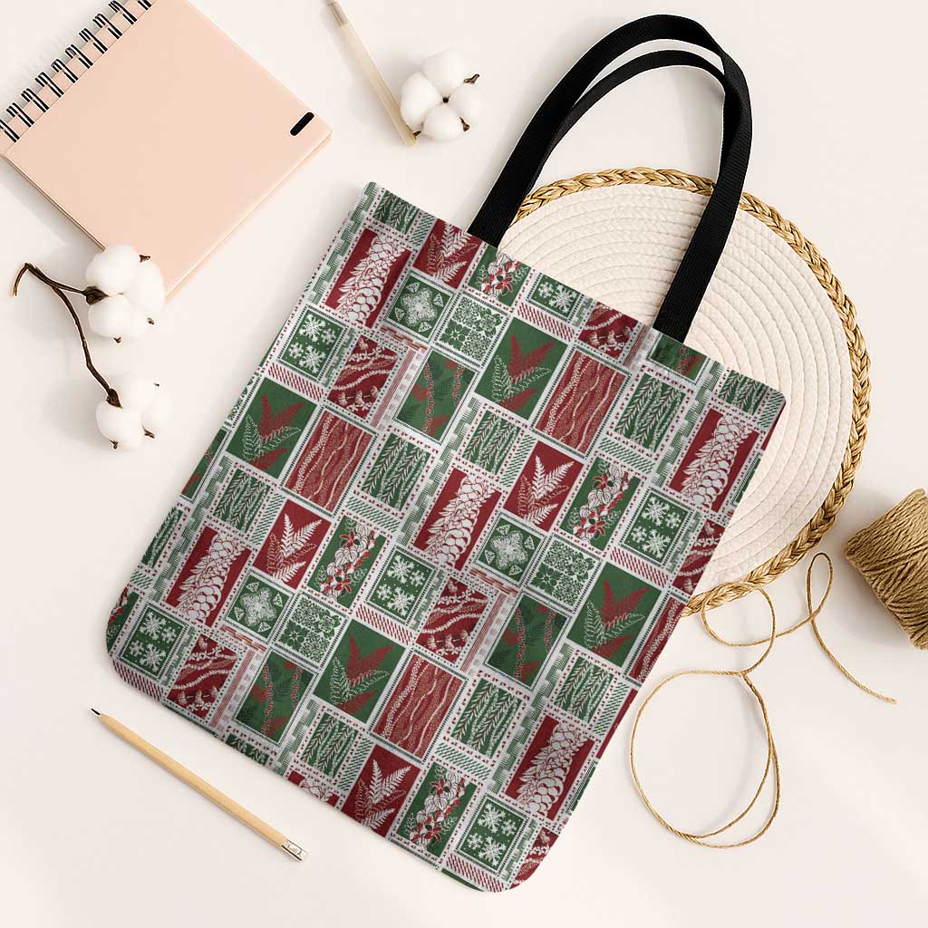 Mele Kalikimaka Hawaiian Quilt and Lei Patchwork Tote Bag - Polynesian Pride