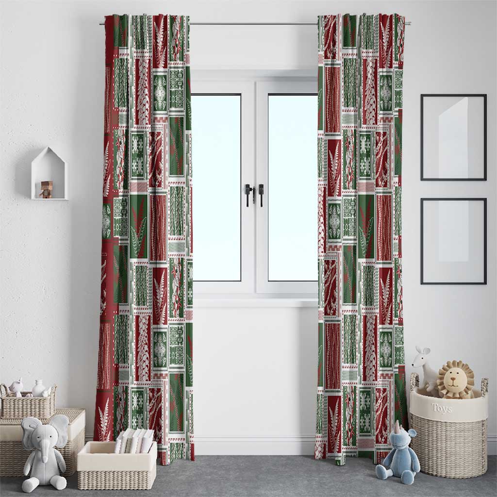Mele Kalikimaka Hawaiian Quilt and Lei Patchwork Window Curtain - Polynesian Pride