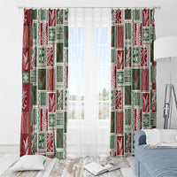 Mele Kalikimaka Hawaiian Quilt and Lei Patchwork Window Curtain - Polynesian Pride