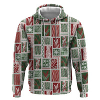 Mele Kalikimaka Hawaiian Quilt and Lei Patchwork Zip Hoodie - Polynesian Pride
