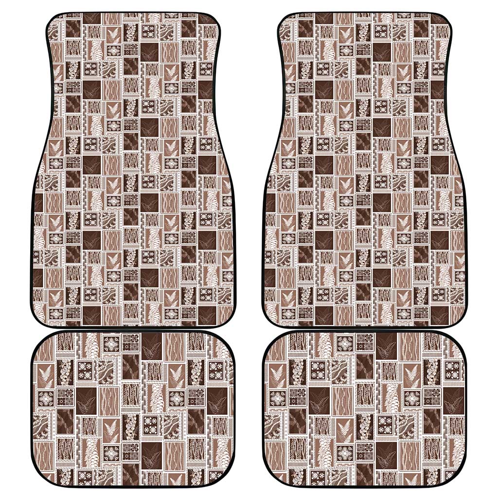Vintage Aloha Block Quilt Car Mats Beige Inspired Lei Motifs - Polynesian Pride