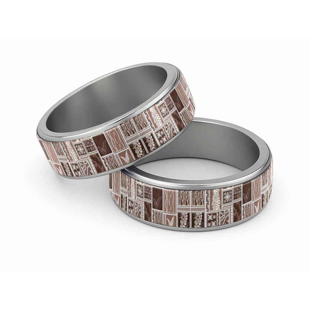 Vintage Aloha Block Quilt Classic Ring Beige Inspired Lei Motifs - Polynesian Pride