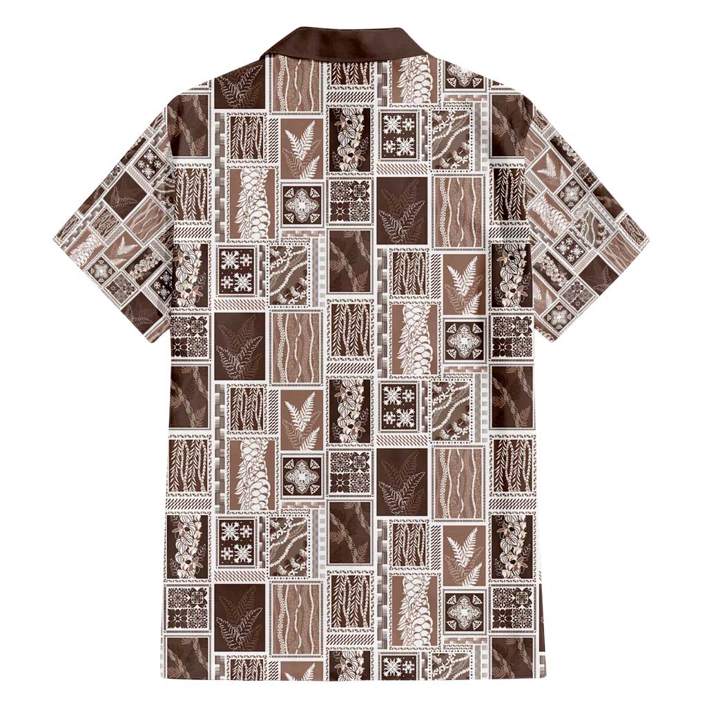 Vintage Aloha Block Quilt Family Matching Long Sleeve Bodycon Dress and Hawaiian Shirt Beige Inspired Lei Motifs - Polynesian Pride