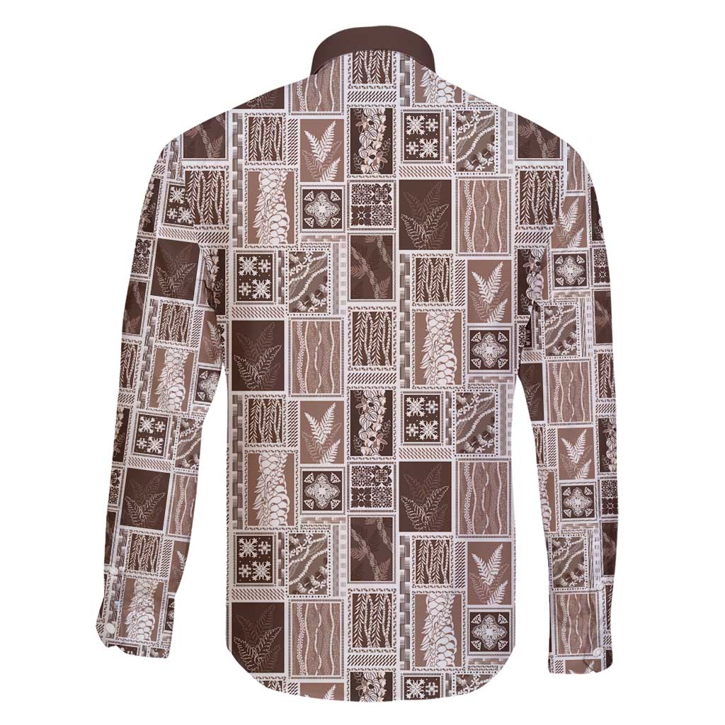 Vintage Aloha Block Quilt Family Matching Short Sleeve Bodycon Dress and Hawaiian Shirt Beige Inspired Lei Motifs - Polynesian Pride