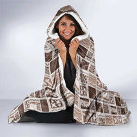 Vintage Aloha Block Quilt Hooded Blanket Beige Inspired Lei Motifs - Polynesian Pride