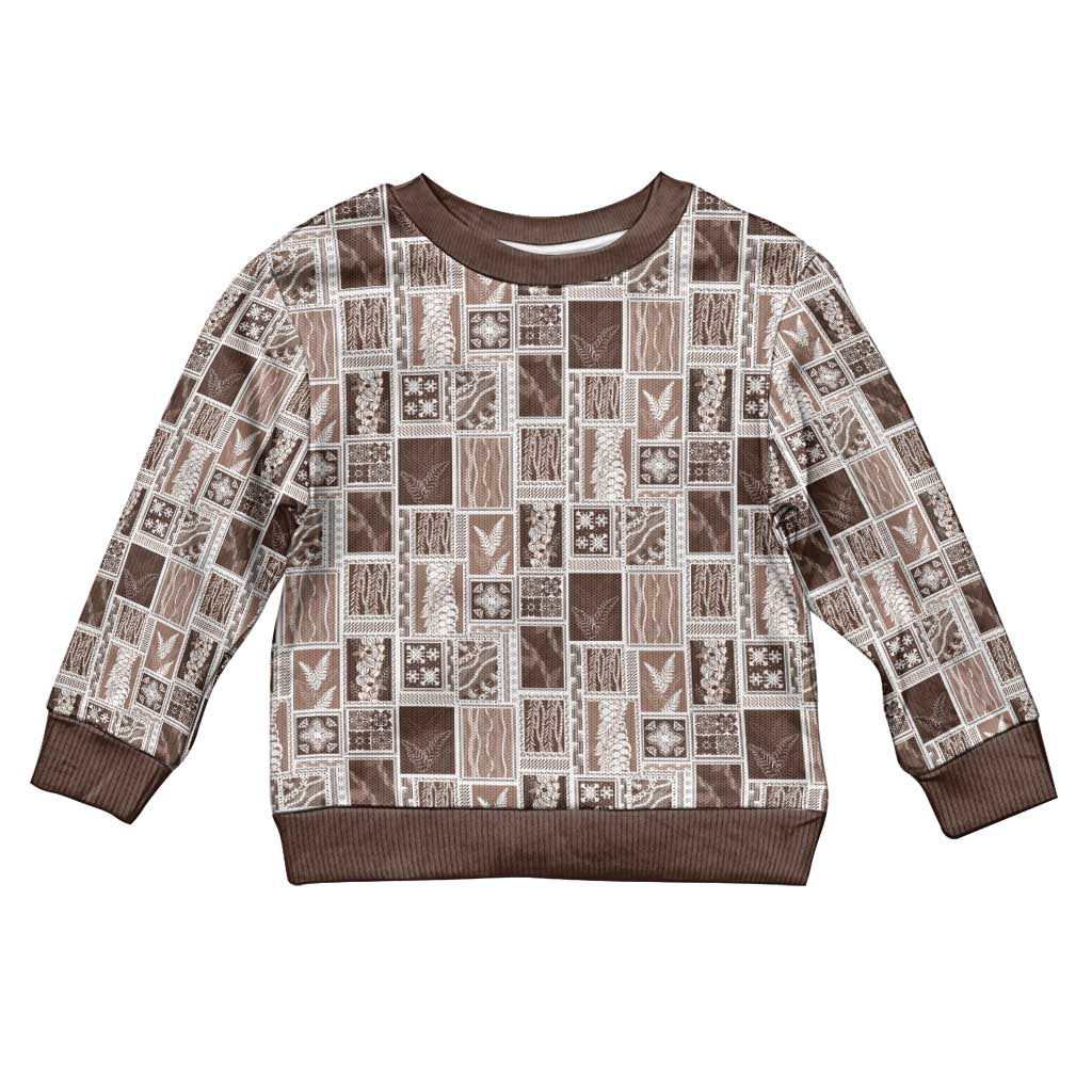 Vintage Aloha Block Quilt Kid Ugly Christmas Sweater Beige Inspired Lei Motifs - Polynesian Pride