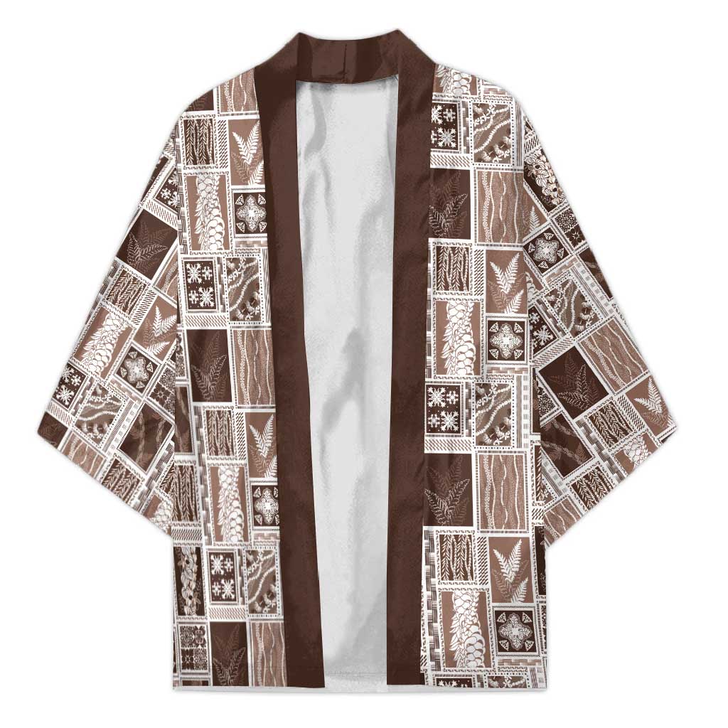 Vintage Aloha Block Quilt Kimono Beige Inspired Lei Motifs - Polynesian Pride