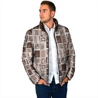 Vintage Aloha Block Quilt Padded Jacket Beige Inspired Lei Motifs - Polynesian Pride