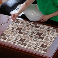 Vintage Aloha Block Quilt Puzzle Beige Inspired Lei Motifs - Polynesian Pride