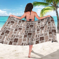 Vintage Aloha Block Quilt Sarong Beige Inspired Lei Motifs - Polynesian Pride