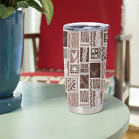 Vintage Aloha Block Quilt Tumbler Cup Beige Inspired Lei Motifs - Polynesian Pride