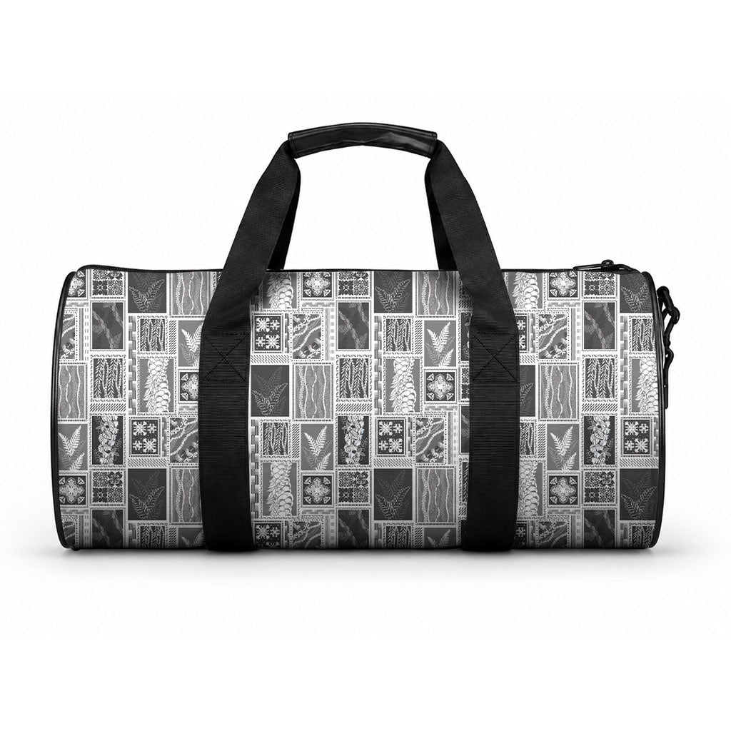 Vintage Aloha Block Quilt Duffle Bag Black Inspired Lei Motifs LT9 One size Black - Polynesian Pride
