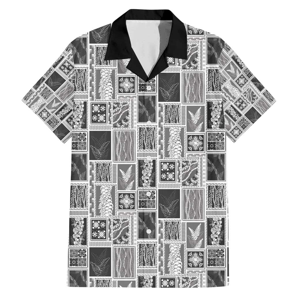 Vintage Aloha Block Quilt Family Matching Mermaid Dress and Hawaiian Shirt Black Inspired Lei Motifs - Polynesian Pride
