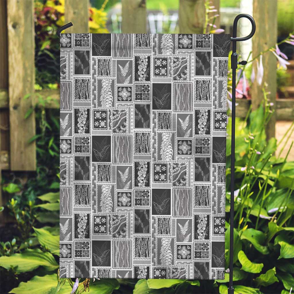 Vintage Aloha Block Quilt Garden Flag Black Inspired Lei Motifs - Polynesian Pride
