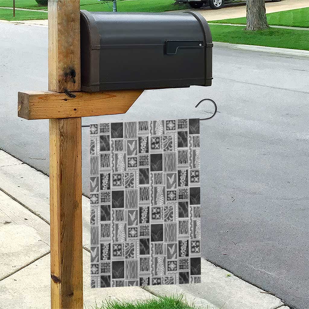 Vintage Aloha Block Quilt Garden Flag Black Inspired Lei Motifs - Polynesian Pride