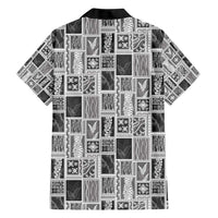 Vintage Aloha Block Quilt Hawaiian Shirt Black Inspired Lei Motifs - Polynesian Pride