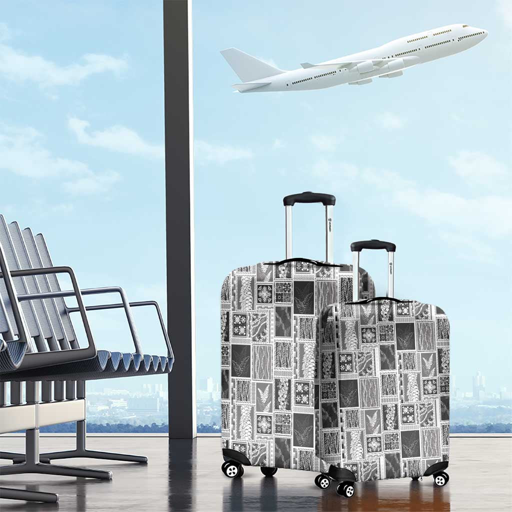 Vintage Aloha Block Quilt Luggage Cover Black Inspired Lei Motifs - Polynesian Pride