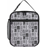 Vintage Aloha Block Quilt Lunch Bag Black Inspired Lei Motifs LT9 10.2 × 8.3 × 4.3 inch Black - Polynesian Pride