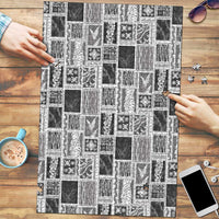 Vintage Aloha Block Quilt Puzzle Black Inspired Lei Motifs - Polynesian Pride