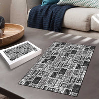 Vintage Aloha Block Quilt Puzzle Black Inspired Lei Motifs - Polynesian Pride