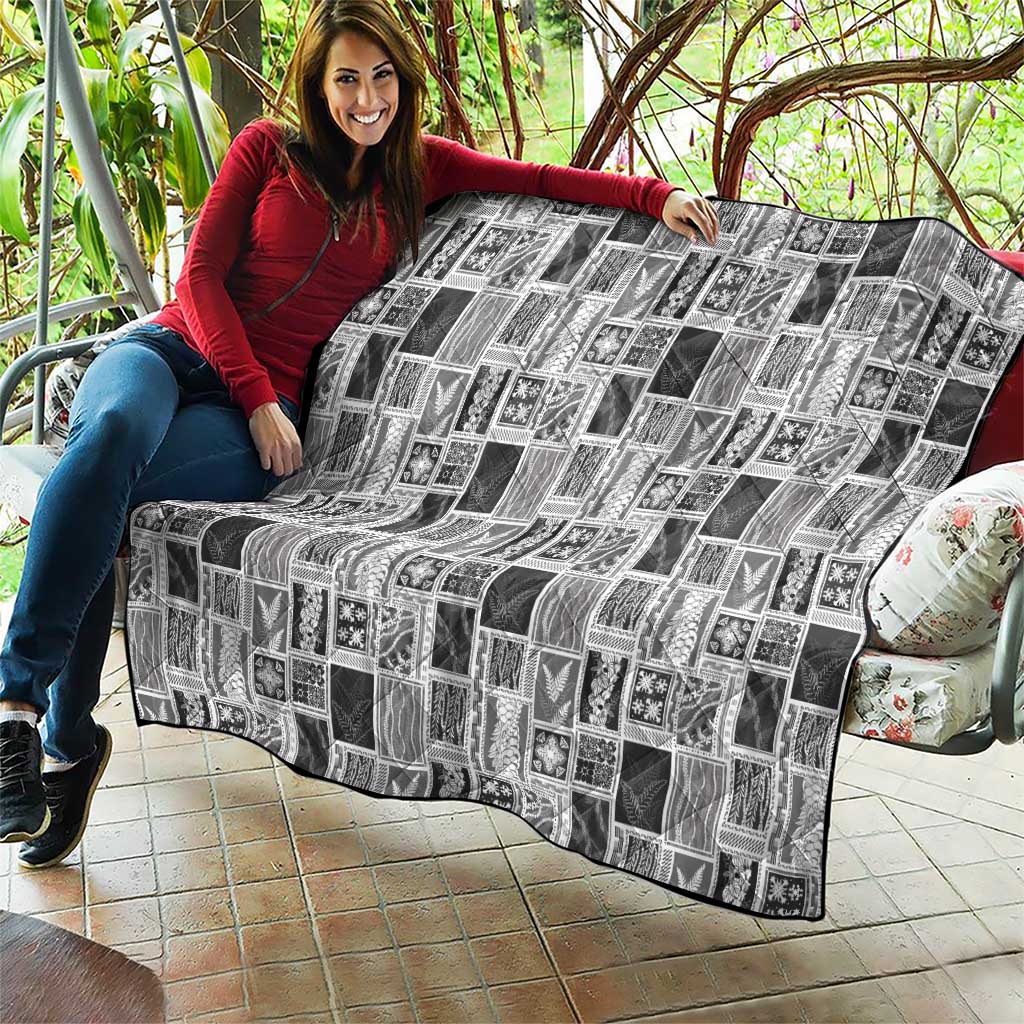 Vintage Aloha Block Quilt Quilt Black Inspired Lei Motifs - Polynesian Pride