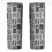 Vintage Aloha Block Quilt Skinny Tumbler Black Inspired Lei Motifs - Polynesian Pride