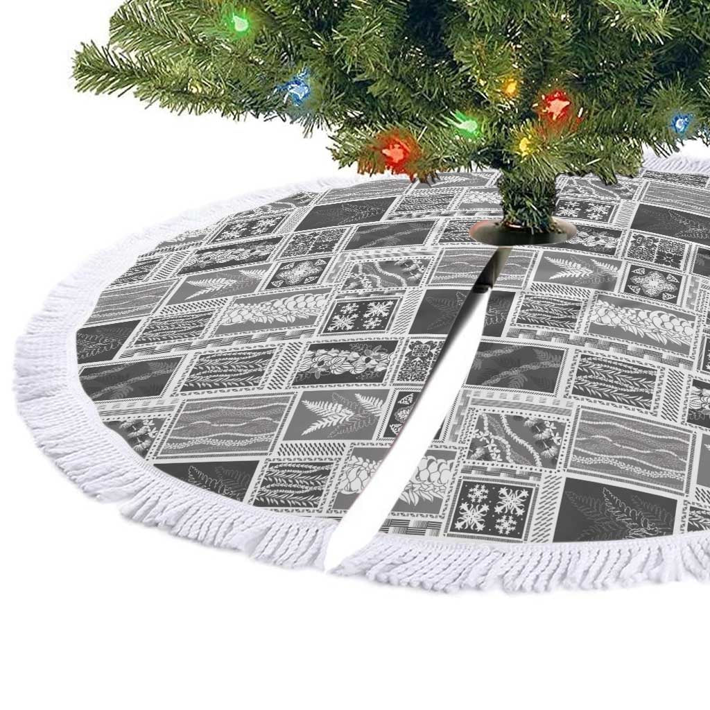 Vintage Aloha Block Quilt Tree Skirt Black Inspired Lei Motifs - Polynesian Pride