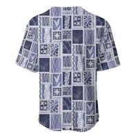 Vintage Aloha Block Quilt Baseball Jersey Blue Inspired Lei Motifs - Polynesian Pride