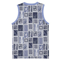 Vintage Aloha Block Quilt Basketball Jersey Blue Inspired Lei Motifs - Polynesian Pride