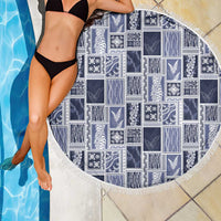 Vintage Aloha Block Quilt Beach Blanket Blue Inspired Lei Motifs - Polynesian Pride