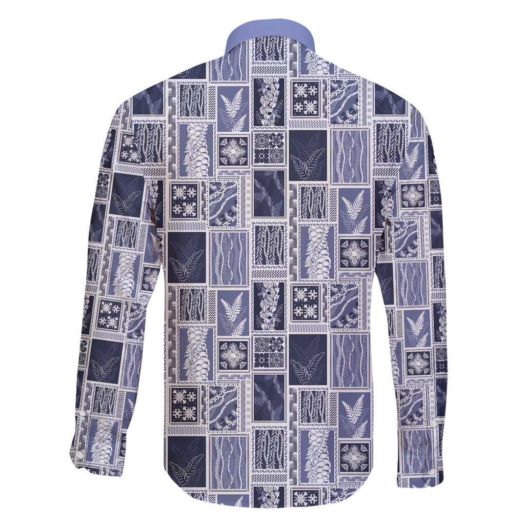 Vintage Aloha Block Quilt Family Matching Summer Maxi Dress and Hawaiian Shirt Blue Inspired Lei Motifs - Polynesian Pride